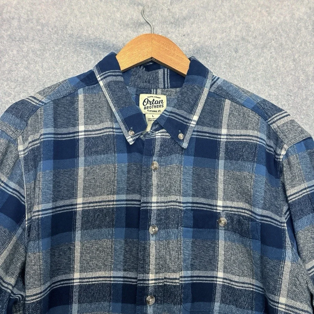 Orton Brothers Flannel Mens L Plaid Button‎ Up Shirt Cabincore Grunge Gorpcore